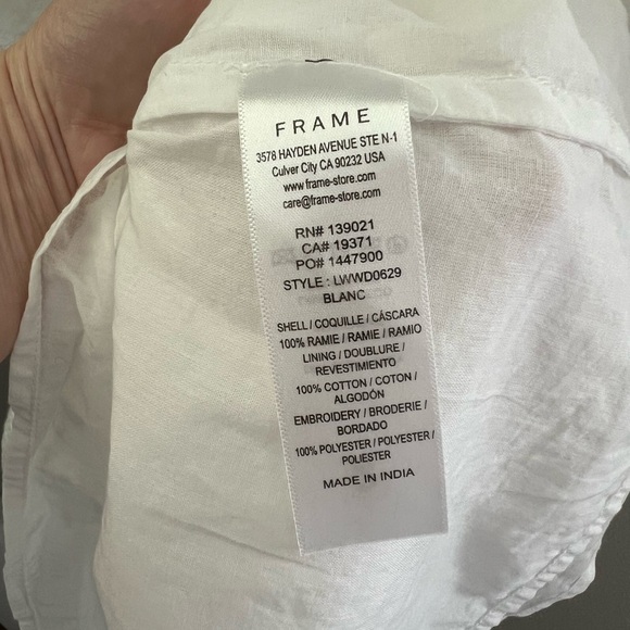 New Frame Broderie Anglaise Ramie Mini Dress in White Size Medium - Picture 5 of 9